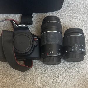 Canon Black DSLR Camera Body with 75-300mm and 18-55mm Lenses